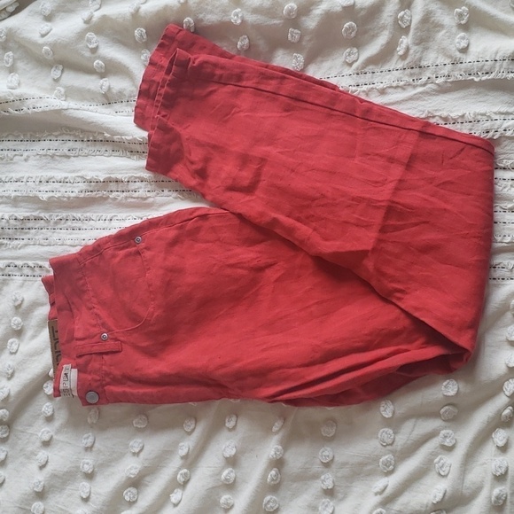 Beautiful vintage Esprit 100% linen red pants high waisted straight leg - Picture 6 of 9
